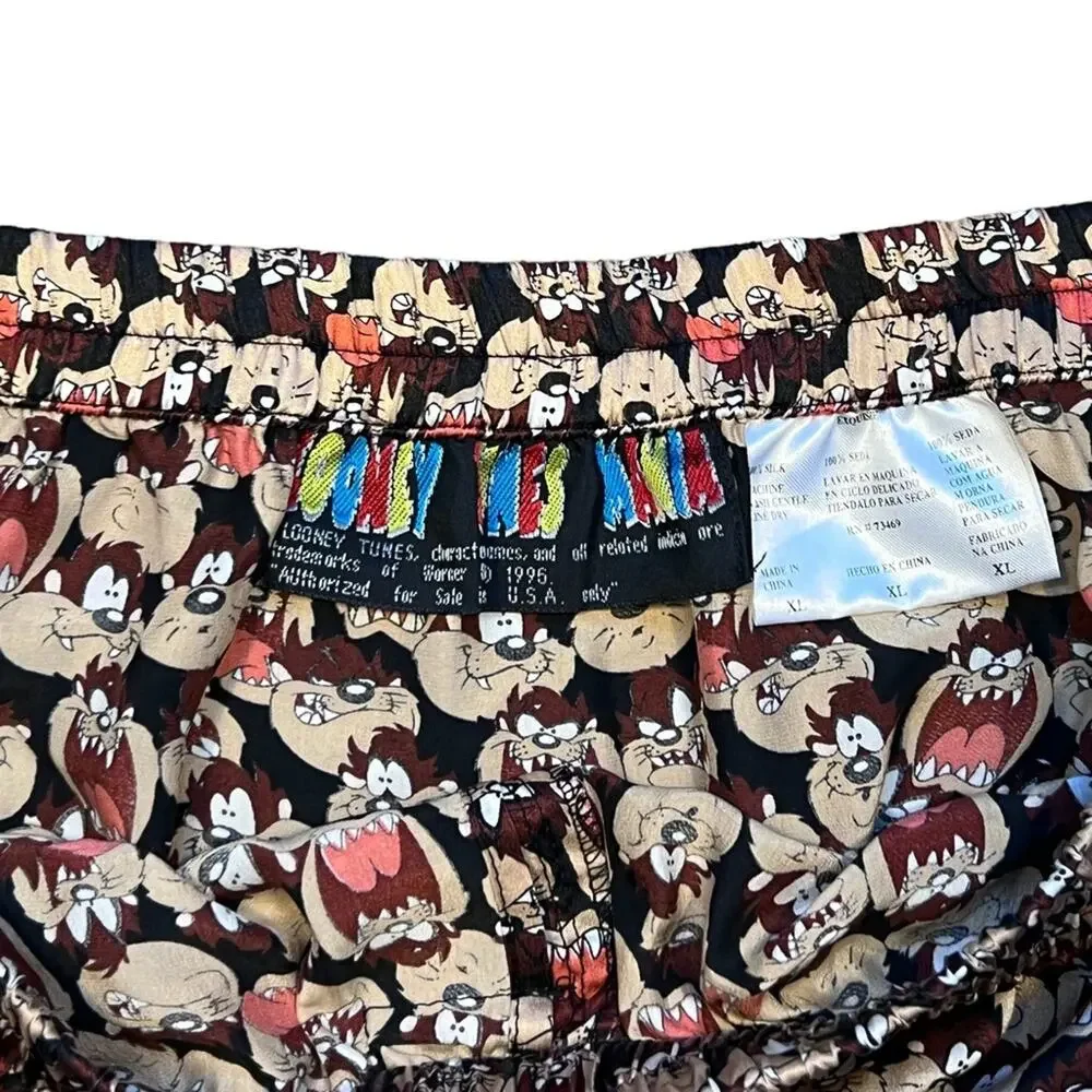 Looney Tunes Taz Tasmanian Devil All Over Vintage 90s 1996 Silk Boxers Mens XL